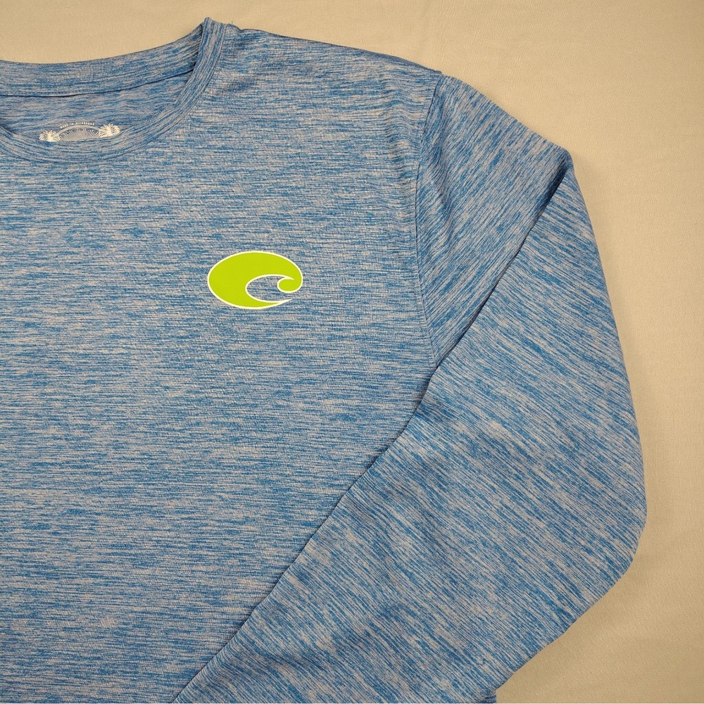 Costa Performance Shirt Mens Large Light Blue Long Sleeve Fishing Mahi Mahi - Picture 8 of 15